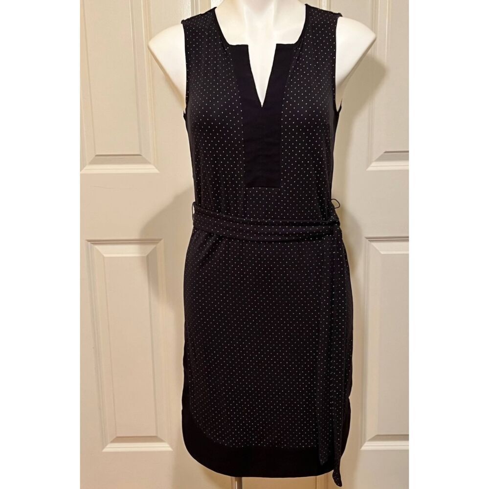 Ann Taylor size Small Navy Blue White Polka Dot Dress